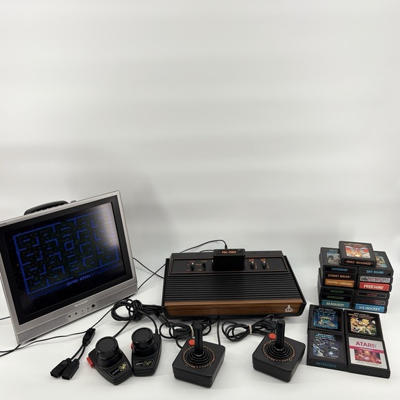 atari Other - Atari 2600A 4-Switch Gaming Console System with Game Lot 19 Games Read Ds!